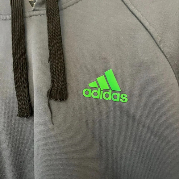 Adidas Mens Gray Sweatshirt M Fleece Hoodie Long Sleeve Pullover Soccer Workout - Picture 4 of 10